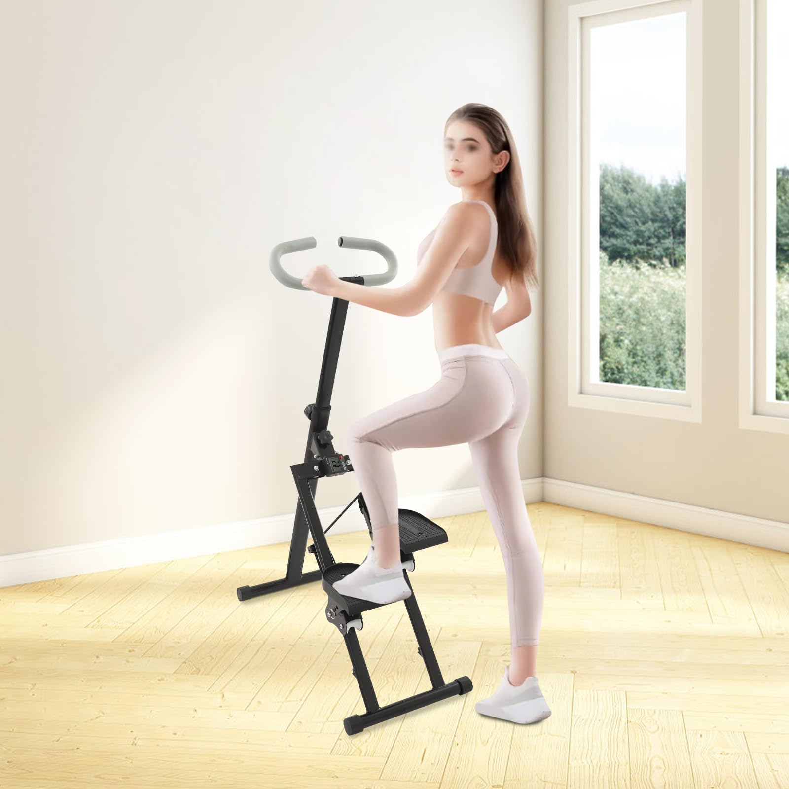Stair Stepper - Attrezzatura per il fitness, per la casa, pieghevole, portata di 100 kg, 3 livelli, pedali e display regolabili, ideale per l'allenamento di tutto il corpo