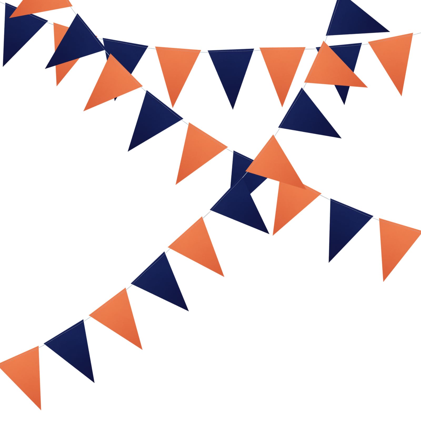 Meetppy Pomarańczowy i granatowy dwustronny papier brokatowy proporczyk baner papierowe trójkątne flagi chorągiewki wisząca dekoracja na ukończenie szkoły urodziny baby shower