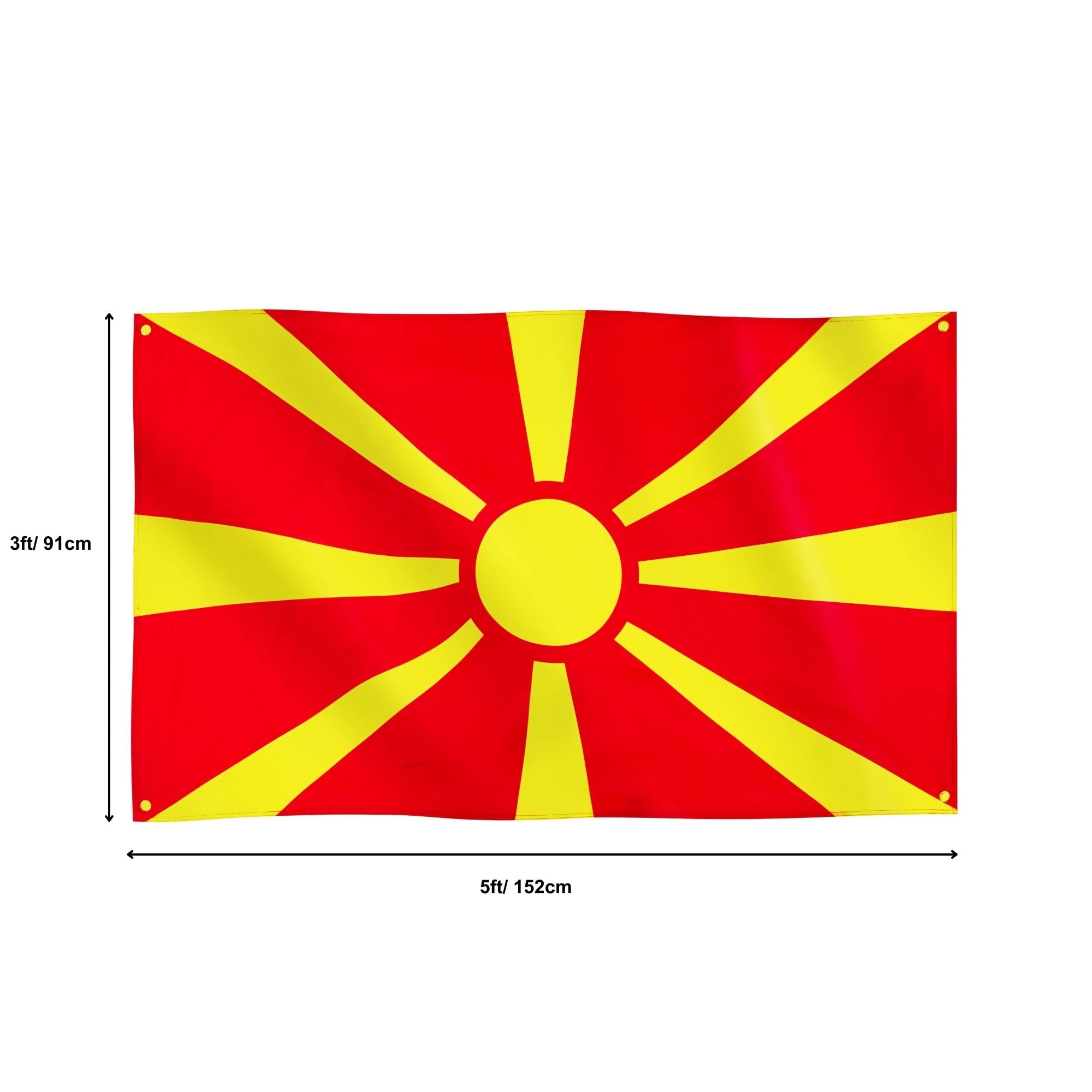 Runesol North Macedonia Flag, 91x152cm, 3ft x 5ft, 4 Grommets, Eyelet In Every Corner, Republic of North Macedonia, MKD Flag - Image 2