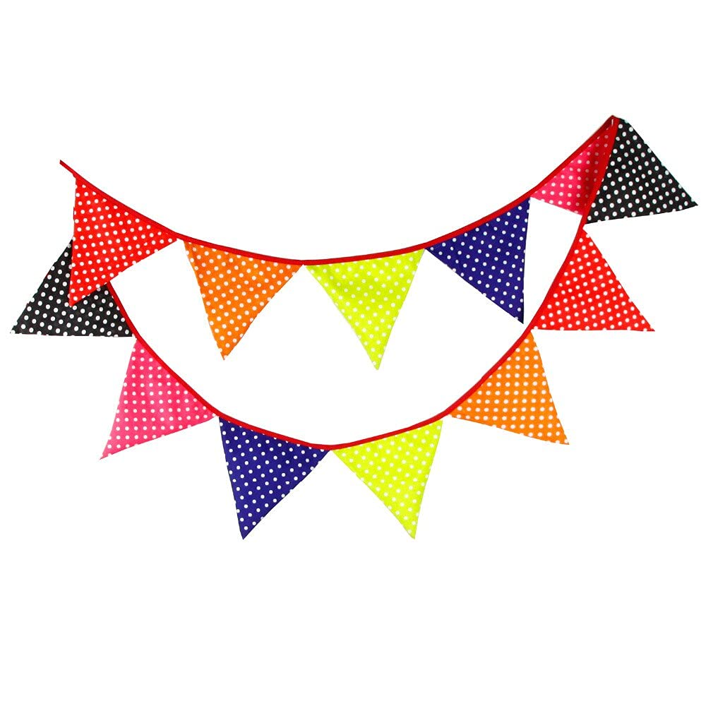 Die Herbstflagge, Wimpelkette aus Stoff mit Regenbogen-Aufdruck, 12 Stück, 3,2 m, mehrfarbig, Party-Dekoration(No077)