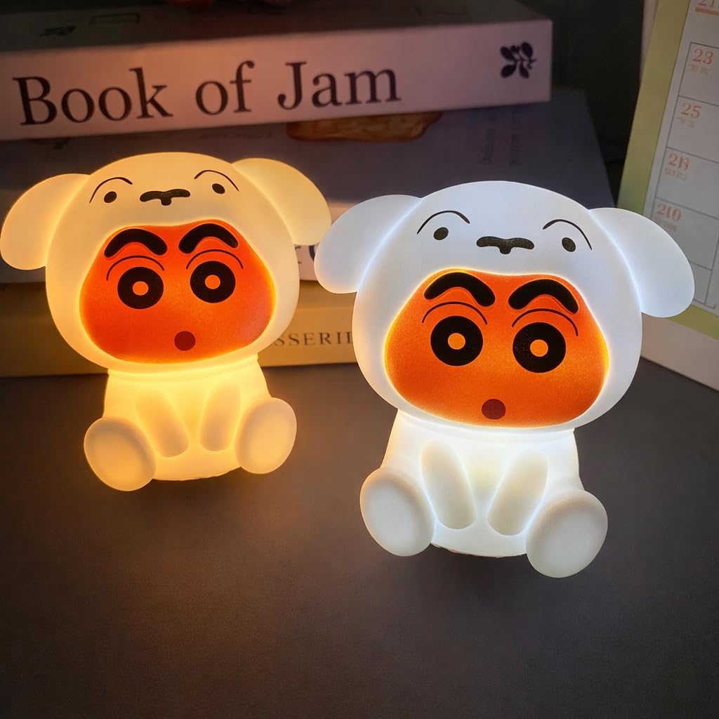 The Happy Station Shin-chan Shiro Night Light lamp, Hard Plastic, LED Lamp with Push Button, White, Small Size, Portable, Bedroom Lighting, Battery Powered, Kids Favourite-image-21