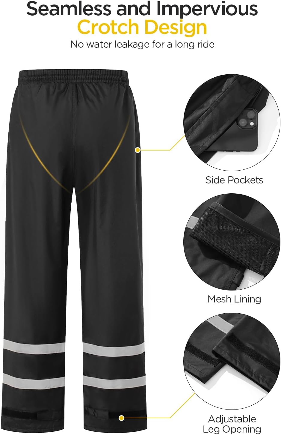 Mens Rain Suits with Air Vents Reflective Waterproof Rain Gear Breathable Jacket Pants for Work Golf Fishing Hiking - Image 6