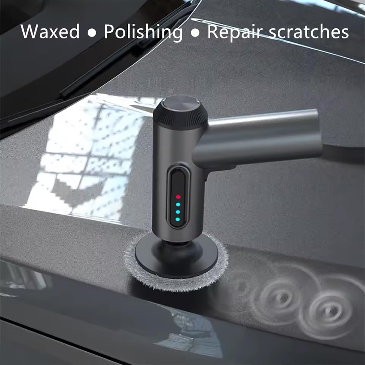 Pulidora De Búfer De Coche Inalámbrica, Kit De Pulidora Eléctrica Portátil, con Batería Recargable De 2000 MAh, 3 Bandejas De Encerado, para Pulido De Detalles De Coche, Encerado
