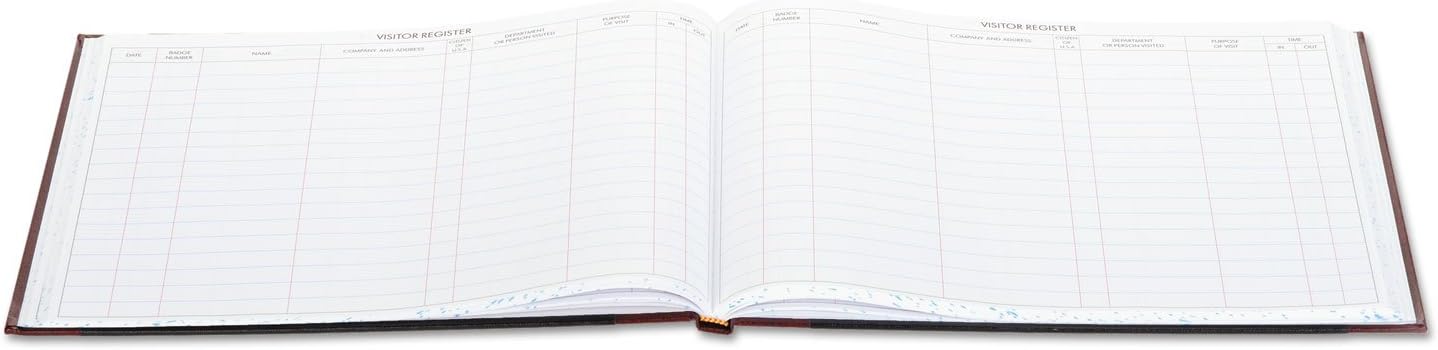 Wilson Jones S491 Detailed Visitor Register Book, Black Cover, 208 Ruled Pages, 9 1/2 x 12 1/4