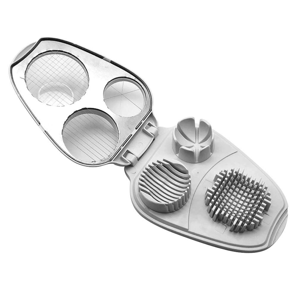 KUWEI 3 in 1 Egg Slicer with Stainless Steel Blade for Hard Boiled Eggs,Egg Cutter Strawberry Fruit Garnish Slicer,Multifunction Kitchen Tools