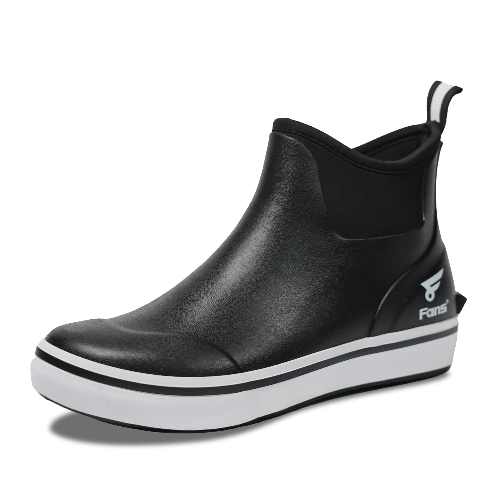 8 Fans Mens Deck Boots, Waterproof Rubber Rain Boots, Anti-Slip Fishing Booties, Short Ankle Shoes for Boating, Outdoor