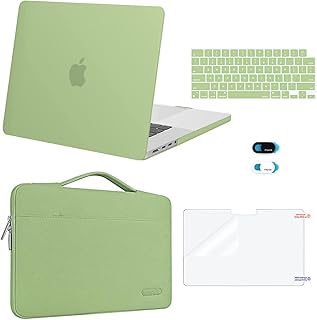 MOSISO Compatible with MacBook Pro 16 inch Case 2023 2022 2021 Release M2 A2780 A2485 M1 Pro/Max Chip Touch ID, Plastic Hard Case&Sleeve Bag&Keyboard Skin&Webcam Cover&Screen Protector, Avocado Green