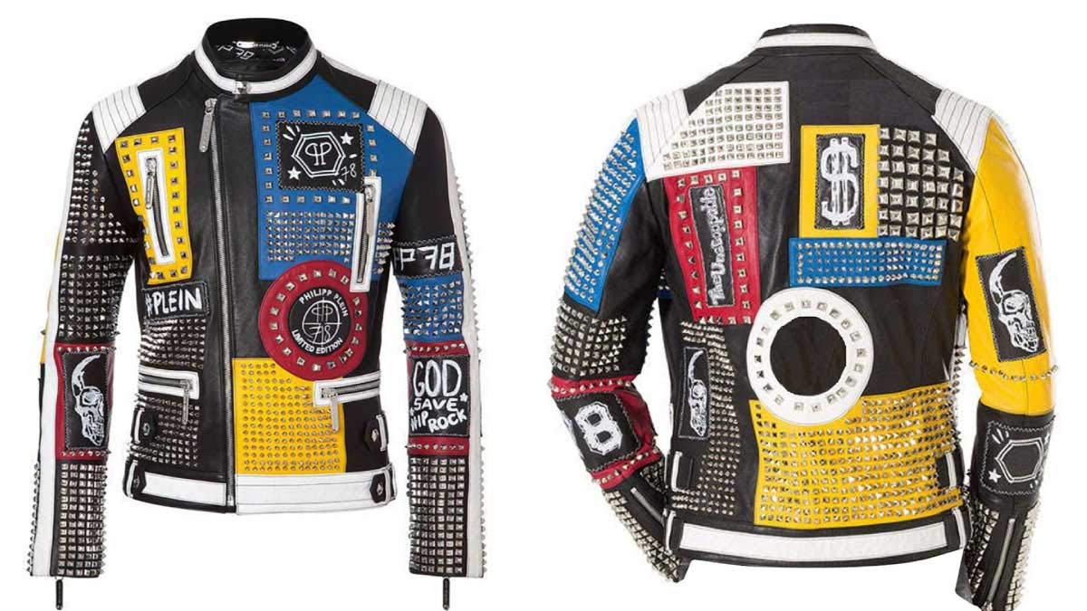 Męskie kolce wyścigowe punk rock świat ćwiekami retro wielokolorowe motocykl motocykl motocykl skórzana kurtka