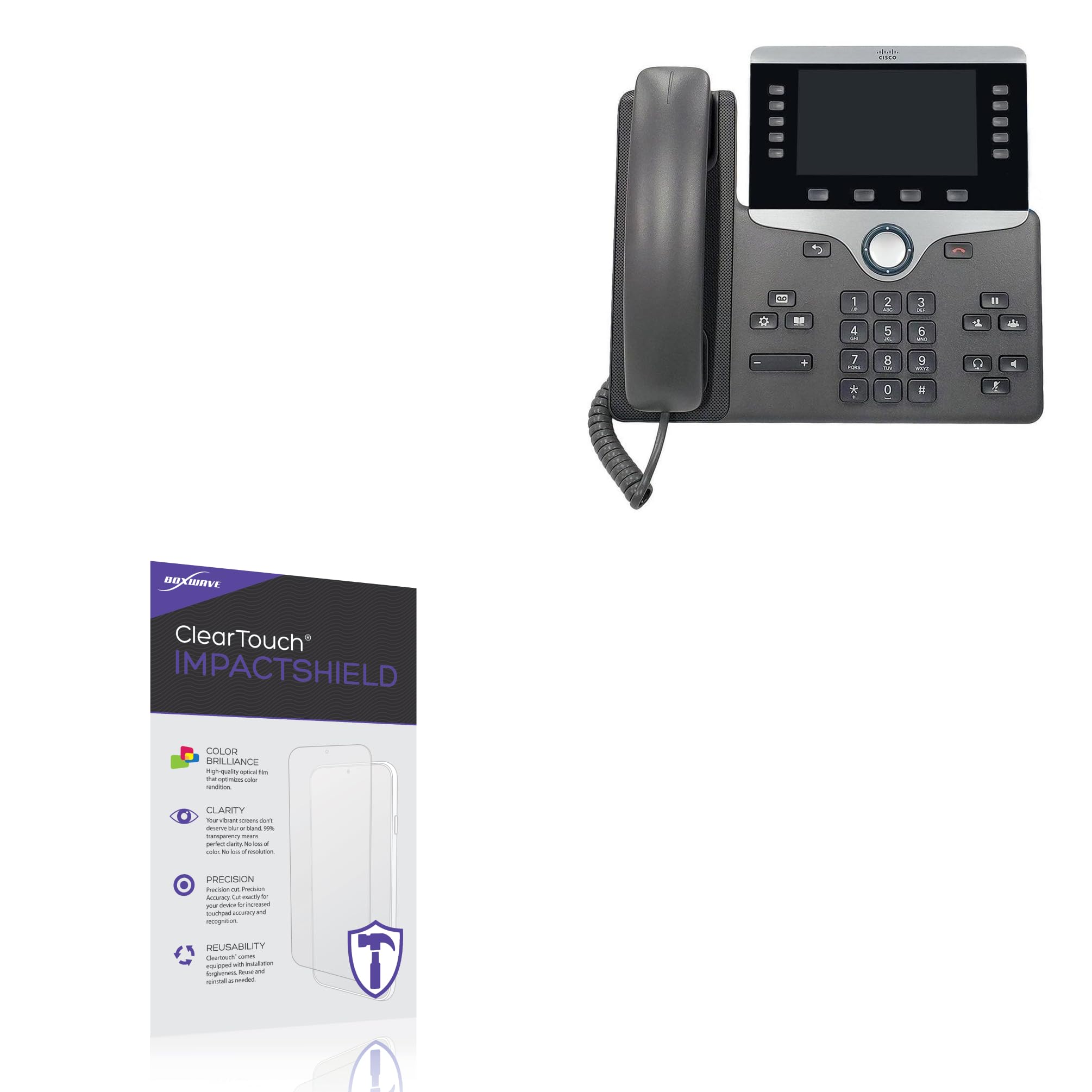 BoxWave Screen Protector Compatible with Cisco IP Phone 8861 - ClearTouch ImpactShield (2-Pack), Impenetrable Screen Protector Flexible Film