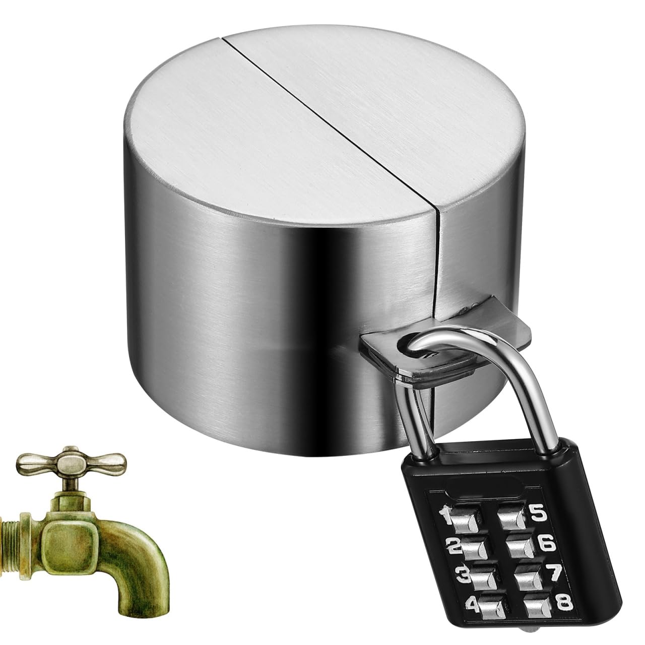 BESTonZON Outdoor Tap Lock with Coded Padlock - Weatherproof Hose Bib Lock Cover for Garden Hose Protection Anti-Theft Metal Spigot Protector Easy Installation for Outdoor Water Taps
