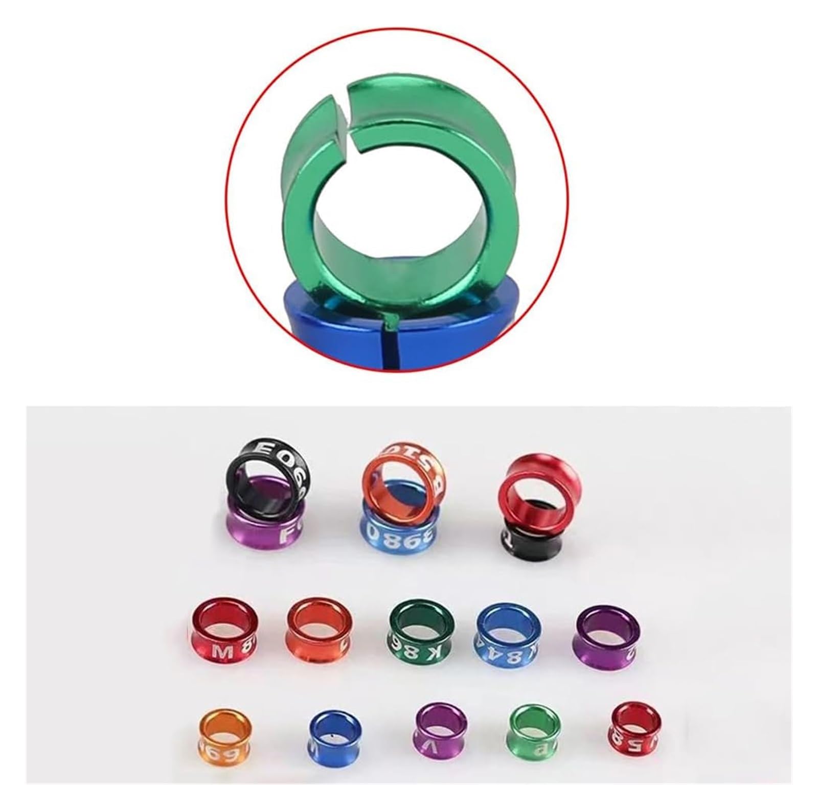 pájaro con las piernas cerradas, Patas abiertas de aluminio for identificación patas pájaros, diámetro Multicolor 4-8mm, 50-200 Uds(Mixed Colors8.0mm,200pc)