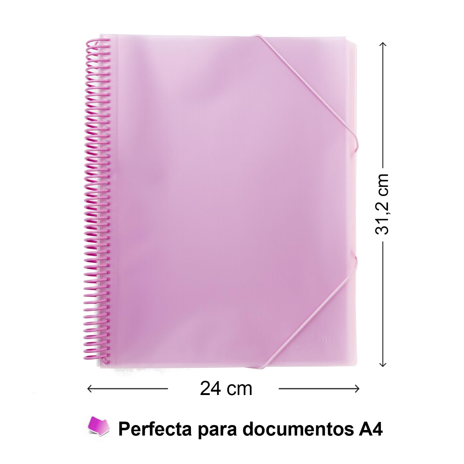 Grafoplas - Carpeta con Fundas Transparentes, A4, Rosa Claro, 50 Forros de Polipropileno Extra, Tapas de Plástico Flexible, Espiral PVC, Maxiplás Multiline, Perfecto como Material Escolar y Oficina