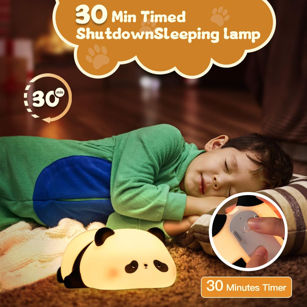 URAQT Luce Notturna Bambini, Silicone Lampada Notturna con Sensore Tattile, Coniglio Carina Luci Cameretta Bambini con Funzione Timer 30 Minuti, Dimmerabile e Ricaricabile, per Bambinis Neonato Regalo