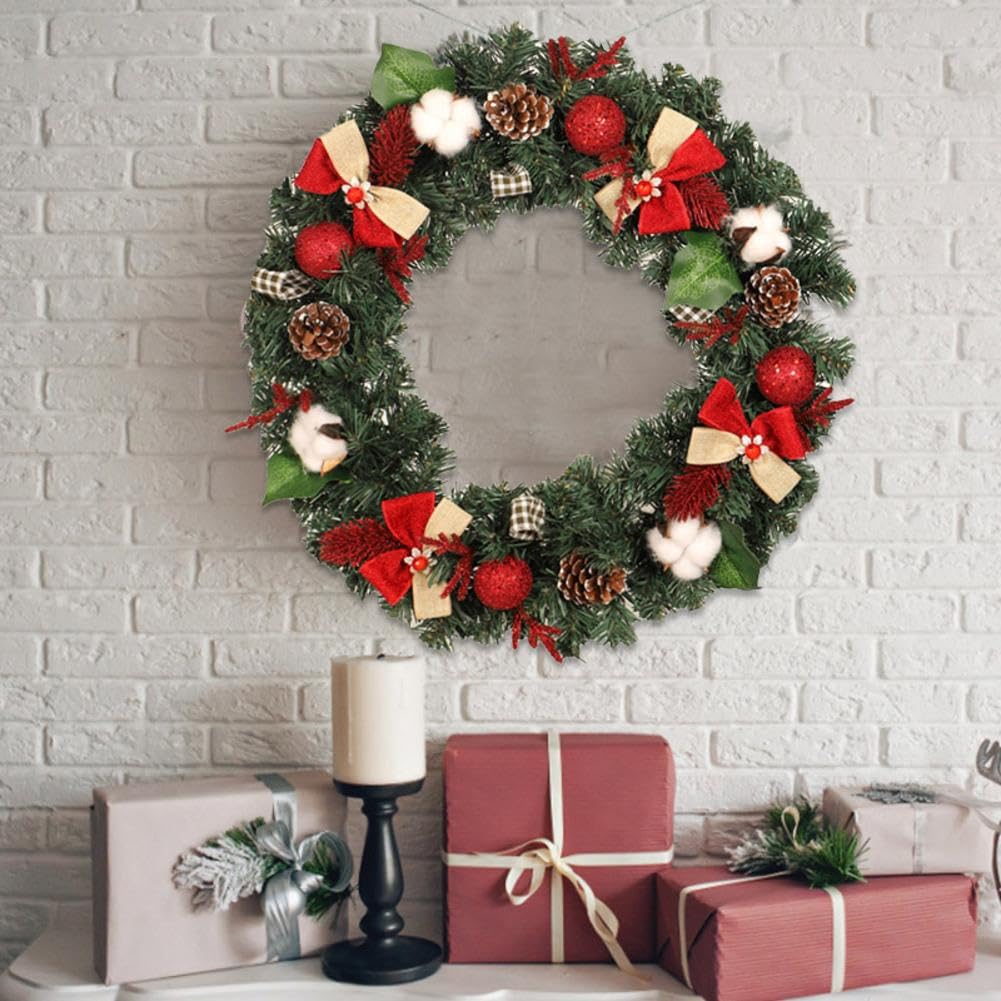 Corona de Navidad Artificial, Guirnalda navideña for Colgar en la Puerta, Planta Artificial, Chimenea, Guirnalda Decorativa, decoración Circular de Pared