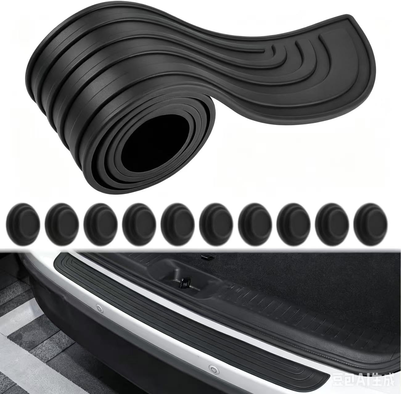 ONEMAJI Rear Bumper Protector for Peugeot 3008 E3008 P64 2024 2025, Boot Sill Guard Paint Protection Scratch Guard Rubber Trim, Accessories Car Boot Lip