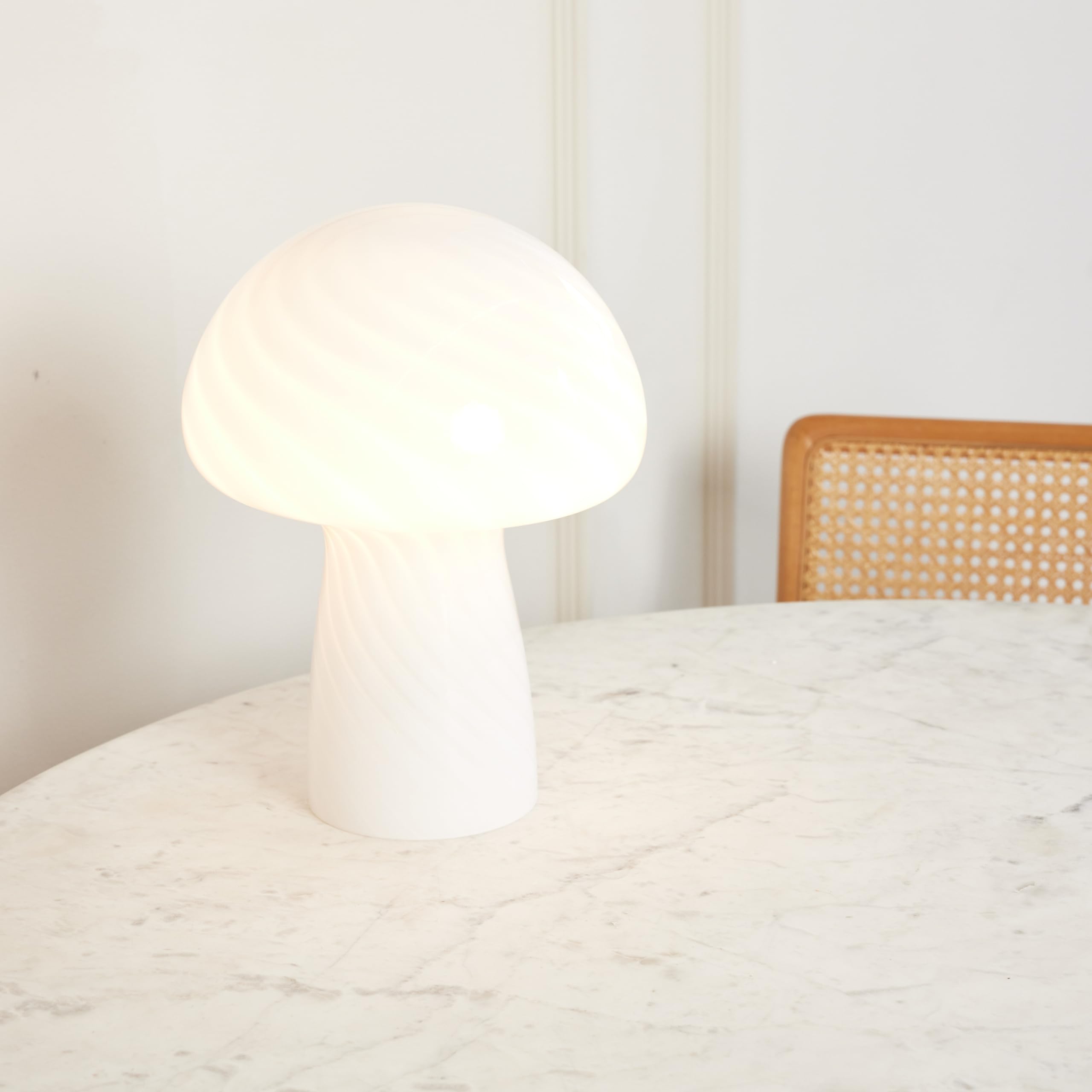 ALEENFOON Lampe De Table Champignon En Verre - Veilleuse 3 Couleurs Changeantes, Lampe Bureau à Intensité Variable Pour Chambre
