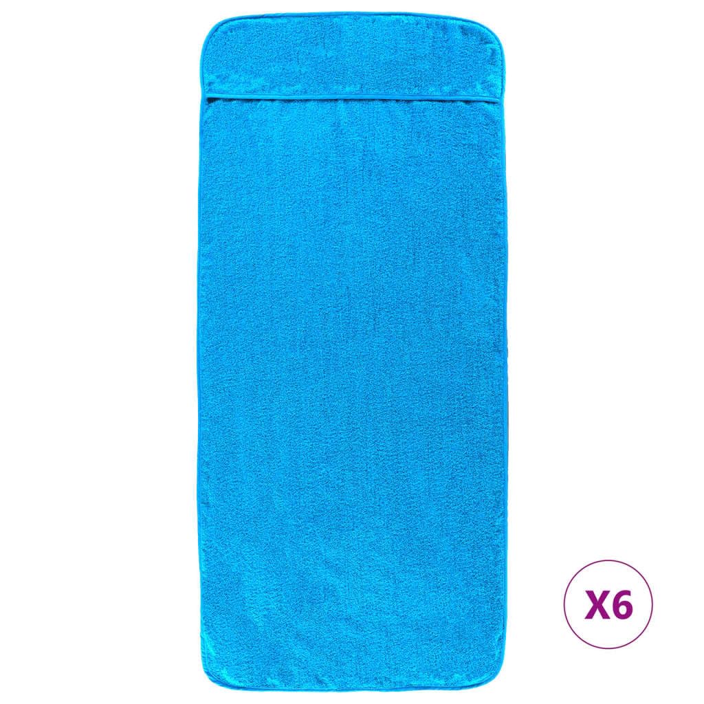 Set di 6 teli mare da 60 x 135 cm, in morbido misto cotone, per piscina, spiaggia e vacanze, turchese