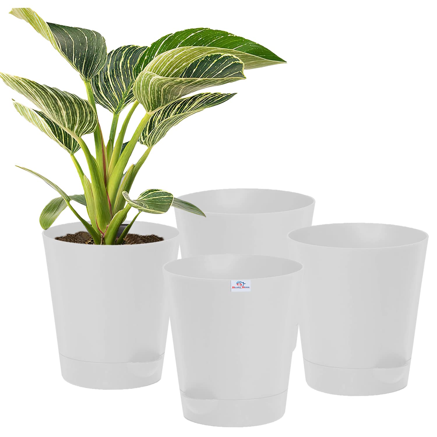 Heart Home Plastic Titan Pot|Garden Container for Plants & Flowers|Self-Watering Pot with Drainage Holes,6 Inch,Pack of 4 (White) (B0BBMQVQ5W) Amazon Price History, Amazon Price Tracker