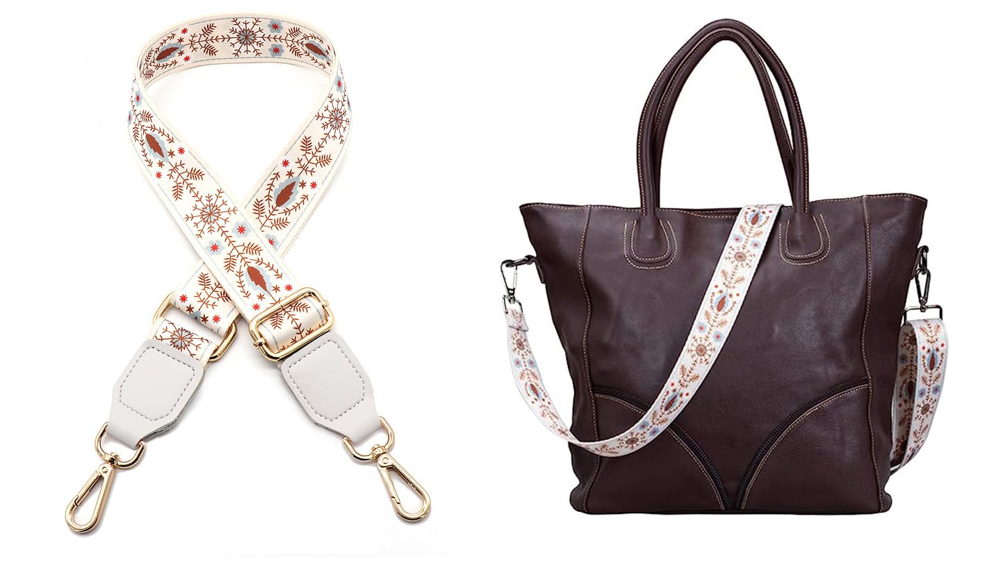 Valerie Purse Strap Replacement Crossbody Wide Shoulder Strap Fashion Adjustable Canvas Straps Handbag Strap for Women Replacement Handbag Straps (White)-image-49