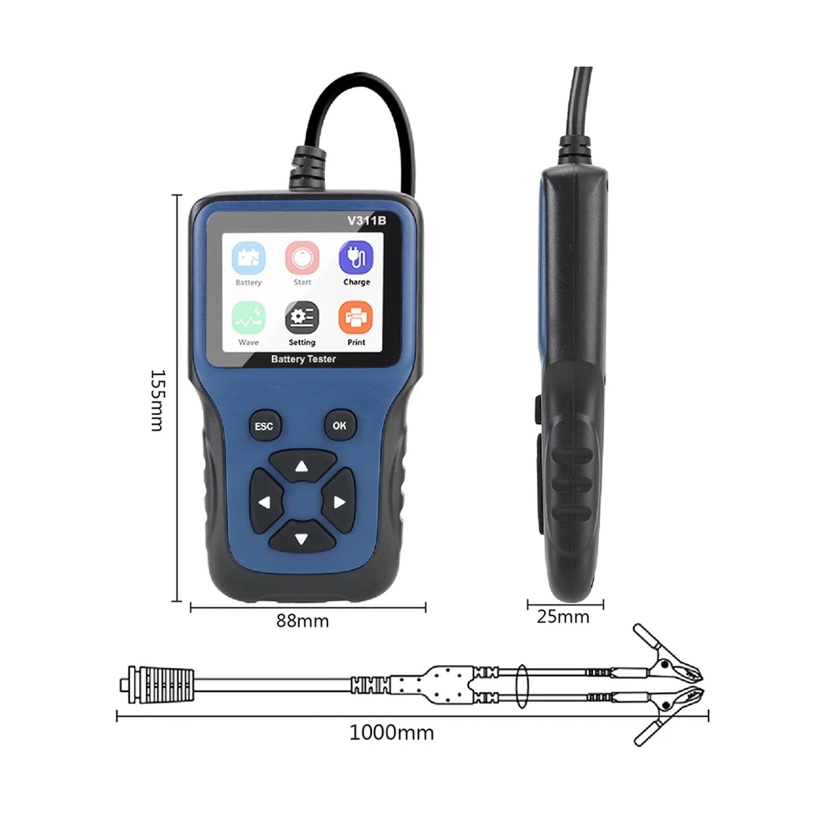 Comprobador de Baterias, Herramienta de diagnóstico automático, comprobador de cargador de batería de coche de 12 V, analizador de carga, herramientas de análisis de carga automotriz V311B