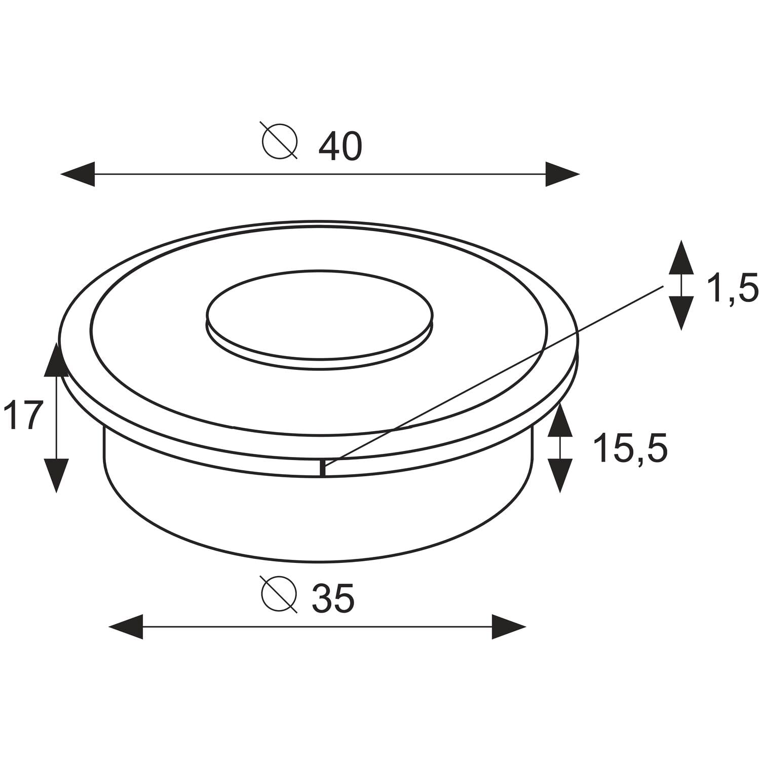 Siro PushPower, interruttore radio da incasso, rotondo, interruttore luce radio Mini 35, nessun cablaggio necessario, plastica, bianco