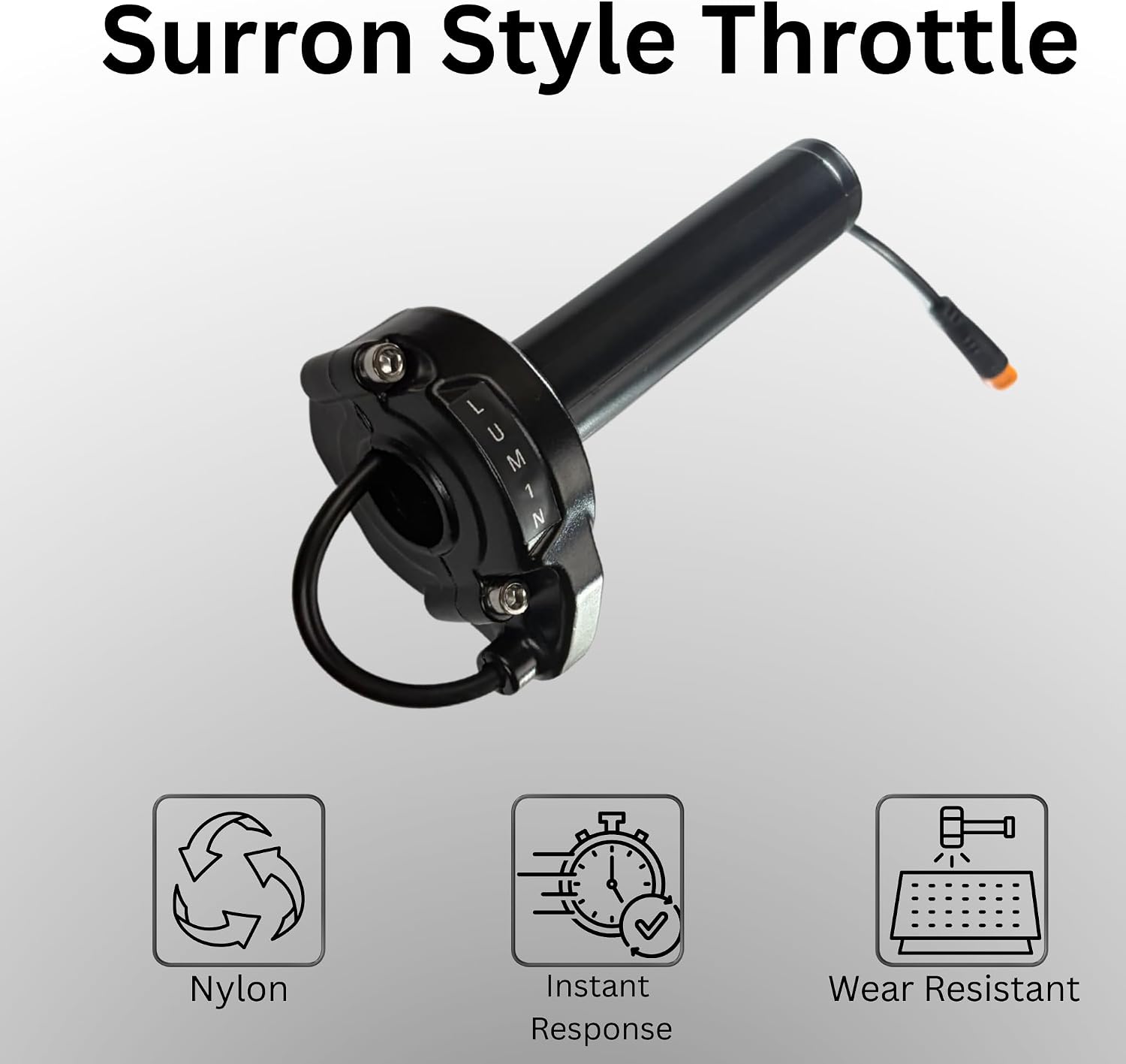 Plug and Play Surron Style Twist Throttle with Julet 3-Pin Female Connector for Super73 E-Bikes and Electric Bikes with Standard Julet 3-Pin Systems