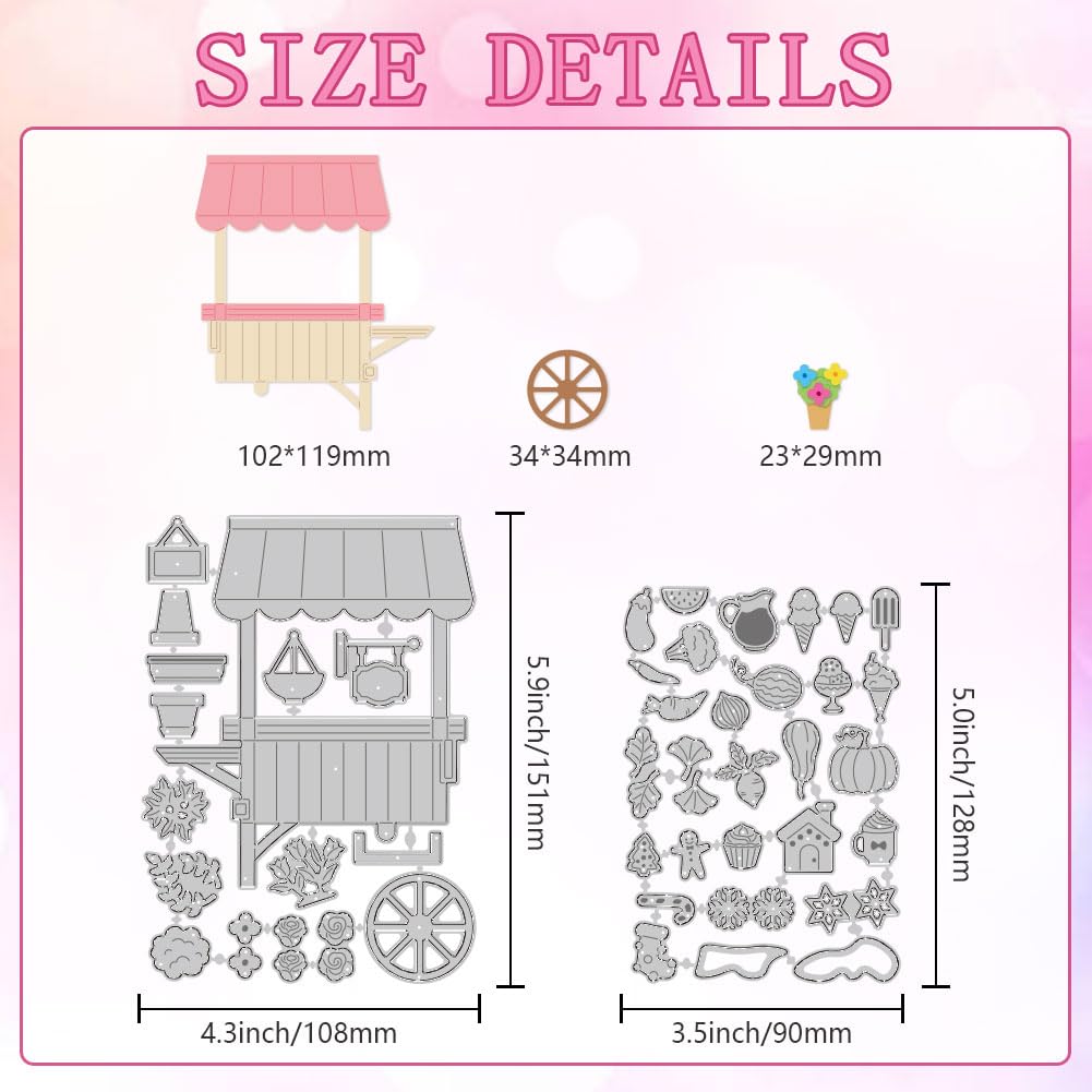 DELORIGIN 4pcs Four Seasons Cart Cutting Dies Card Making Die Cut Carbon Steel Die Cuts Stencils Card Scrapbooking Embossing Template Dies for DIY Paper Craft Making Albums Gift Cart Decor - Image 2