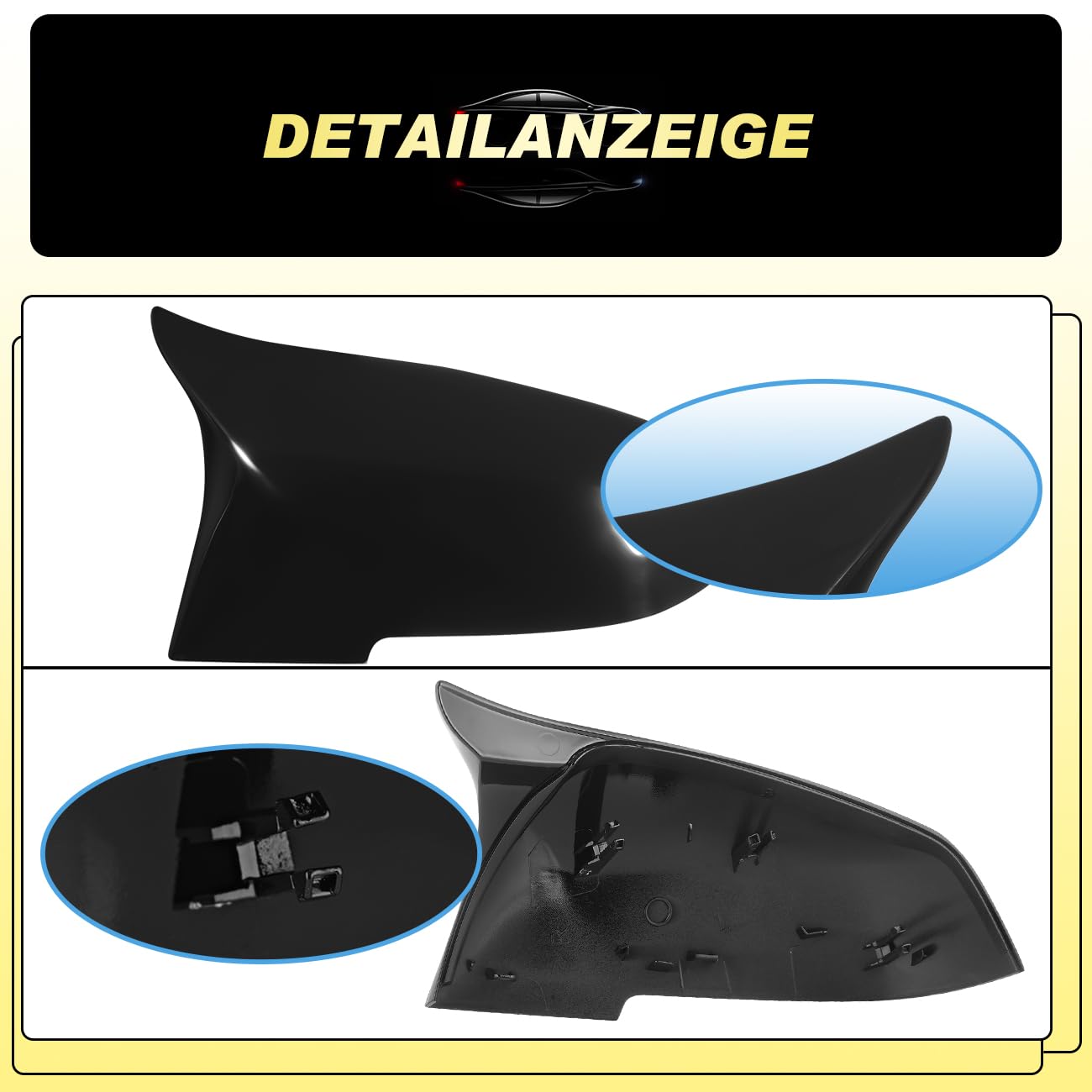 GEARMONSTER Nakładki na lusterka samochodowe, obudowa lusterka wstecznego, zamiennik do lusterka bocznego, kompatybilna z BMW F20, F21, F22, F23, F30, F31, F32, F33, F36, X1, E84, i3, M2, F87