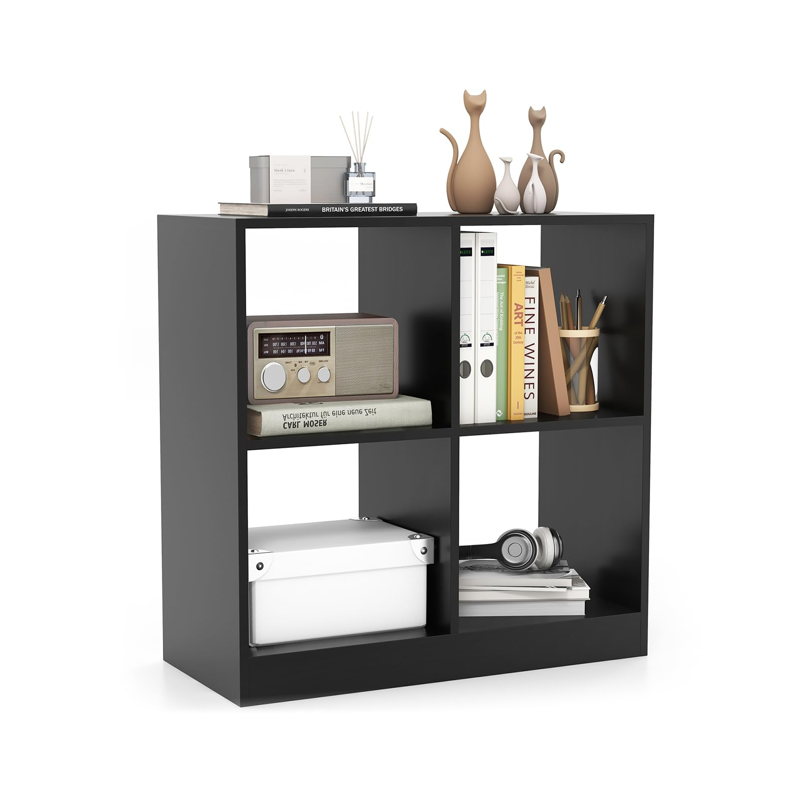 CASART 4-Cube Storage Unit, 3-Tier/5-Tier Open Shelf Bookcase with Anti-Tipping Kits, Modern Compact Display Bookshelf for Living Room Study Office (Black, 73 x 33 x 73cm) — image 1