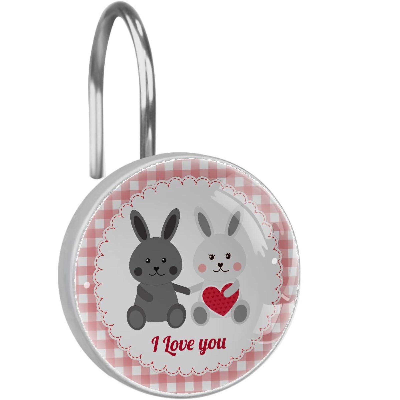 Crochets de rideau de douche antirouille lapin de Paques x12 decor de bain