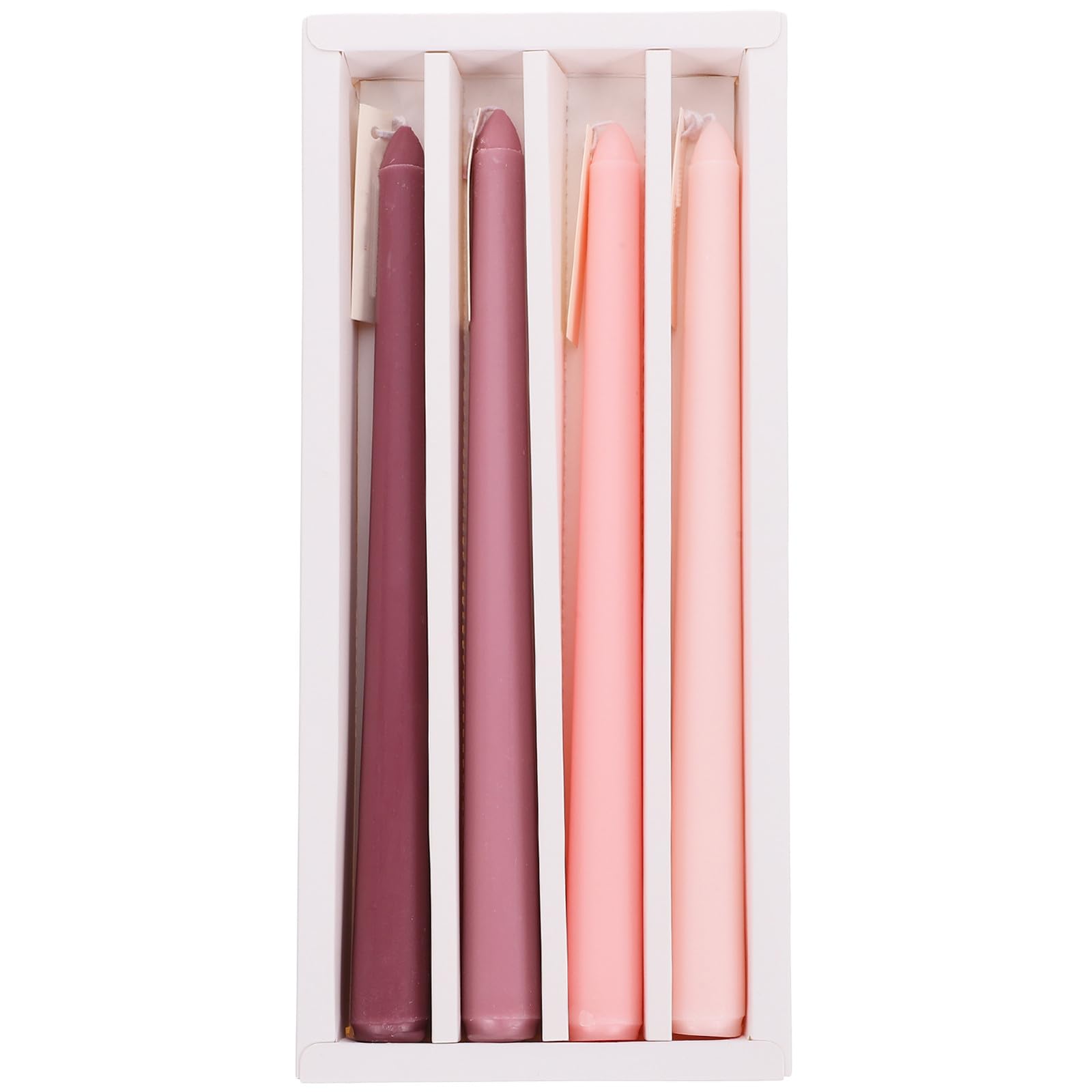Set da 4 Candele Profumate Palo lungo Sfumatura Rosa Paraffina senza Fumo Decorazione Romantica per Matrimoni e Luce Notturna per Interni ed Esterni