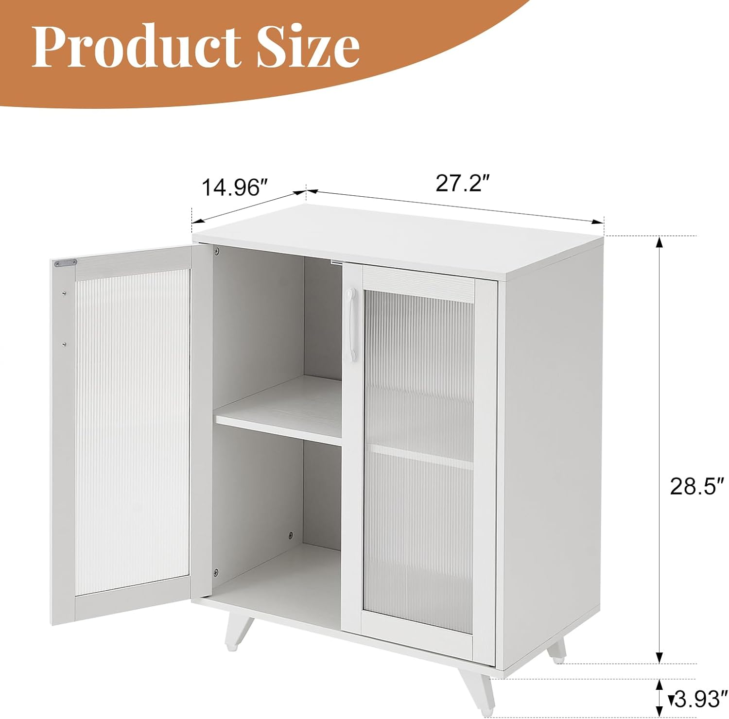 Panana Kitchen Buffet Server Table Accent Sideboard Cupboard Server Buffet Console Table with Doors Cabinet (27inch, White)