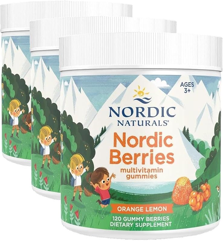 Nordic Naturals Bayas nórdicas, bayas de cereza - 120 bayas de goma - Multivitamínico de gran sabor para mayores de 3 años - Crecimiento, desarrollo, bienestar óptimo - No transgénico, vegetariano - 30 porciones (paquete de 3)