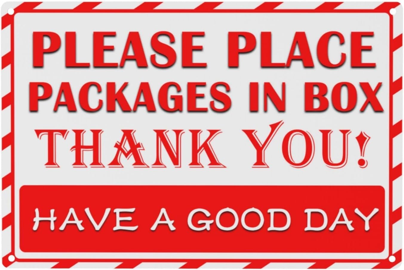 SMAZDFXX Delivery Signs for Packages, Please Place Packages in Box Metal Tin Sign Delivery Instructions for Home Decor Room Door Outdoor Use (Deliveries Box Signs) 8"x12"