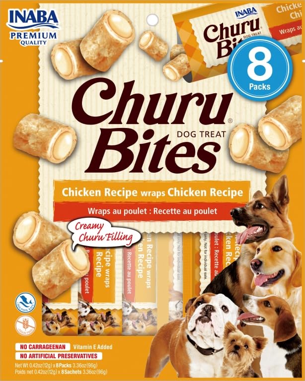 Churo Bites Perro 8x8x12 Snack para Perros (Pollo)