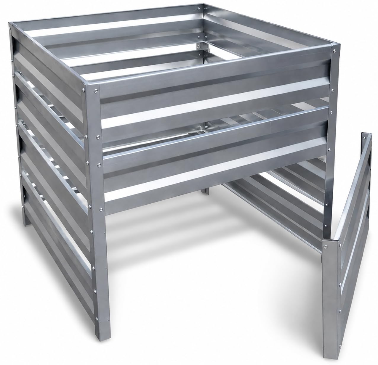 Composteur 1000 l en métal galvanisé pour jardin, durable, résistant aux intempéries (zinc (acier galvanisé))