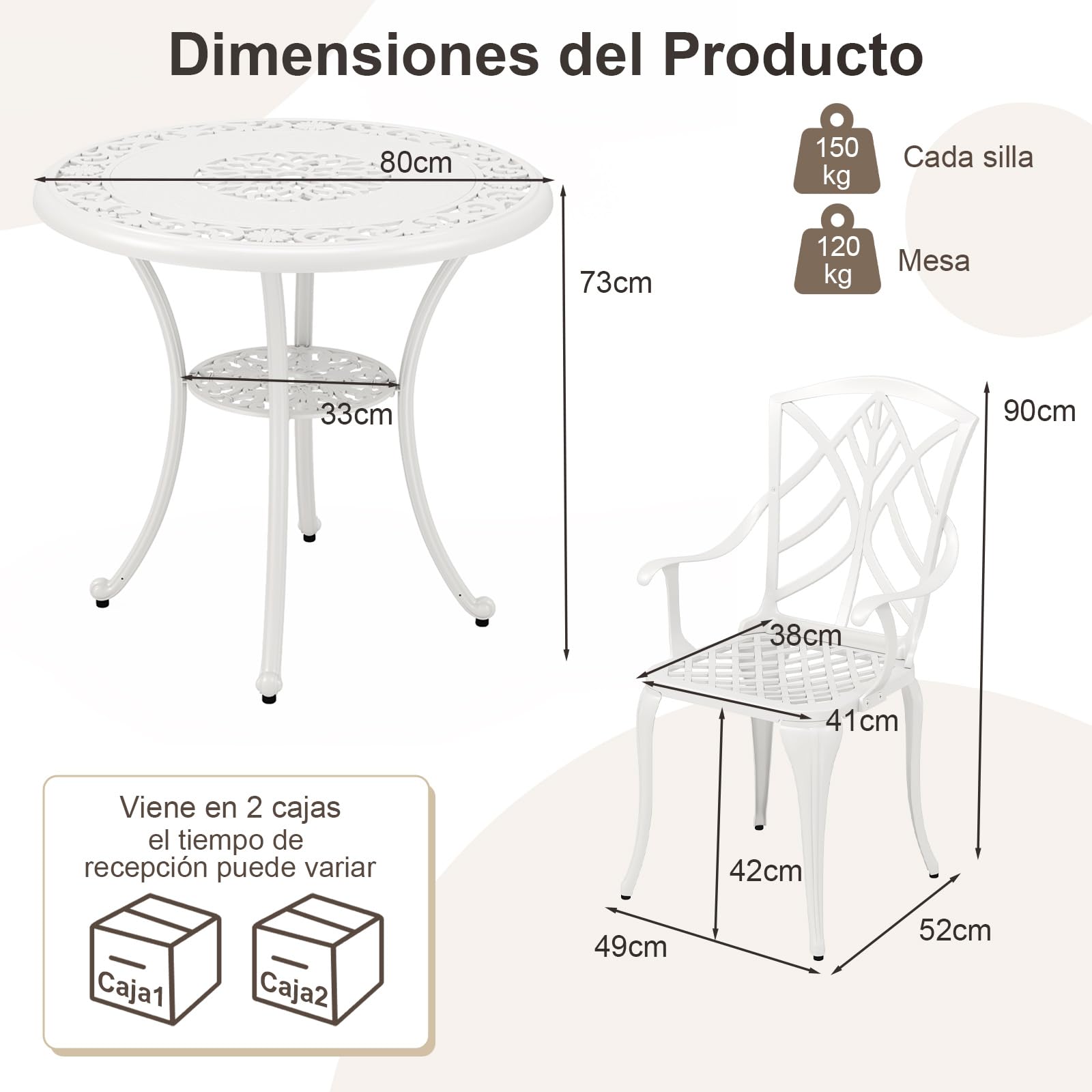 COSTWAY Mesa y Sillas Bistro, Aluminio Fundido, 1 Mesa con Orificio para Sombrilla y 4 Sillas, Conjunto Mesa y Sillas Jardin Balcon Terraza (Floral)