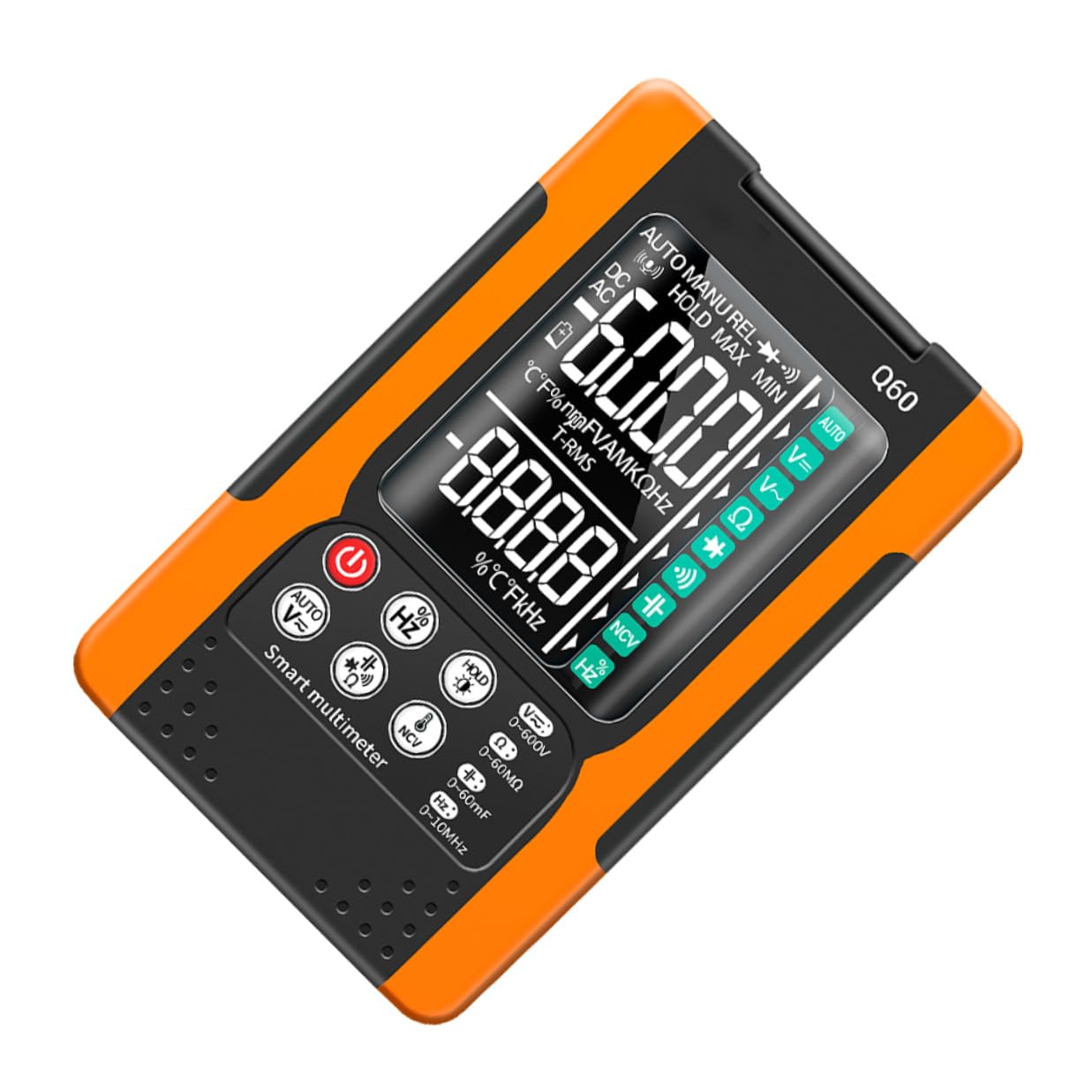 Gadpiparty Q60 Digital Multimeter Portable Auto-ranging Electrical Tester with Ncv Detection, True Effective Value, Backlight Display, Continuity Buzzer, Data Hold, and Flashlight for Home