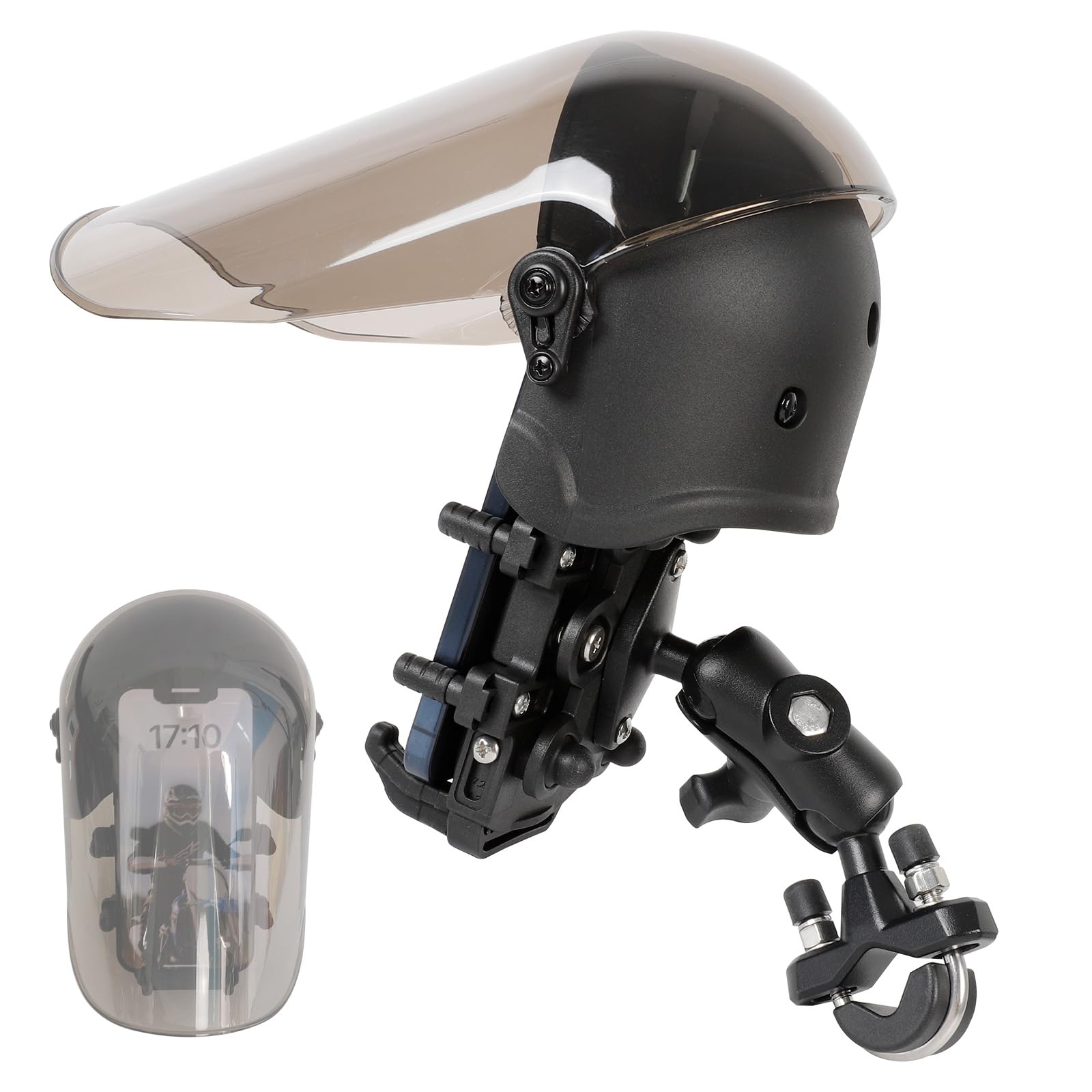 motorcycle phone mount with vibration dampener, waterproof, sunproof, aluminum alloy handlebar mounting base, one-handed operation motorcycle universal phone holder for 4.7"-7.2" smartphones