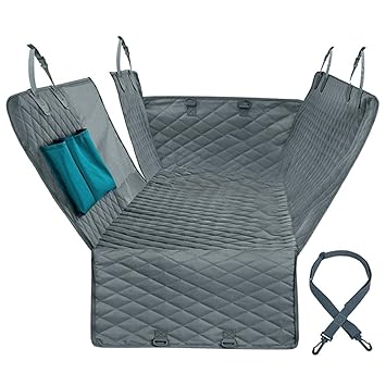 Homgee Car Seat Cover Dog Pets Bench Waterproof Dogs Hammo wi Mesh Window and Pet Seat Belt Grey Ba Seat Protector for Cars, Tru s, SUVs