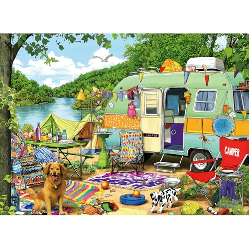 MINIWAN Puzzles for Adults 500 Pieces, Lakeside Camping Puzzle Challenging