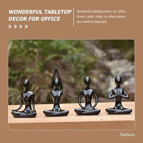 Miniatura 8 de ibasenice Decoración de esculturas de meditación, 4 piezas, figuritas de yoga, esculturas abstractas de yoga, meditación, yoga, estatua de