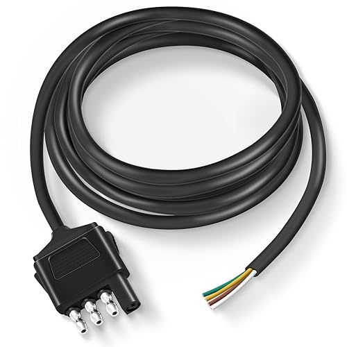 Nilight Conector de extremo de remolque de 4 vías, cable encamisado de 5 pies, resistente 18 AWG 4 pines, enchufe de luz de remolque de cobre puro,