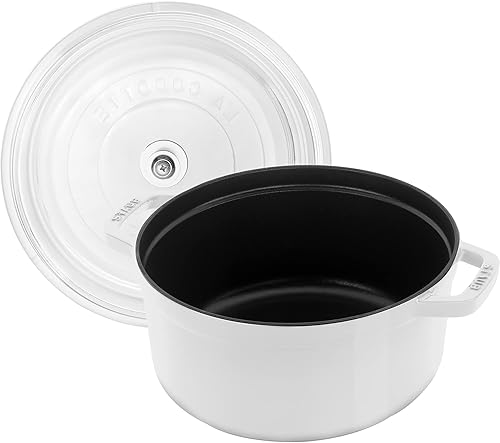Miniatura 10 de Staub Cocotte redondo de hierro fundido de 4 cuartos de galón granadina fabricado en Francia