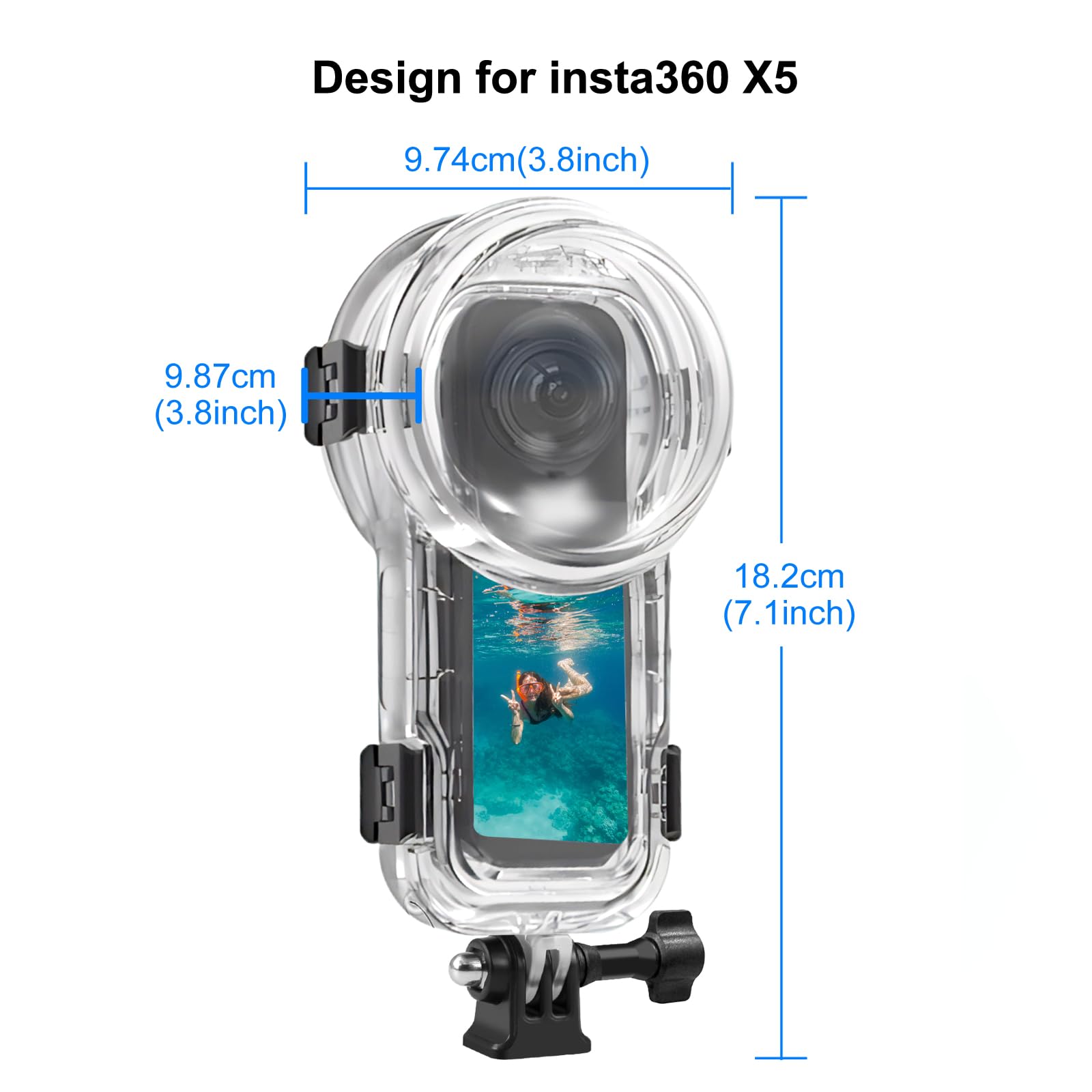 PULUZ 60m Impermeabile Custodia Sigillata Dive Case per Insta360 X5, Protettiva Subacquea Copertura Invisibile Fotografia a 360 Gradi Accessori