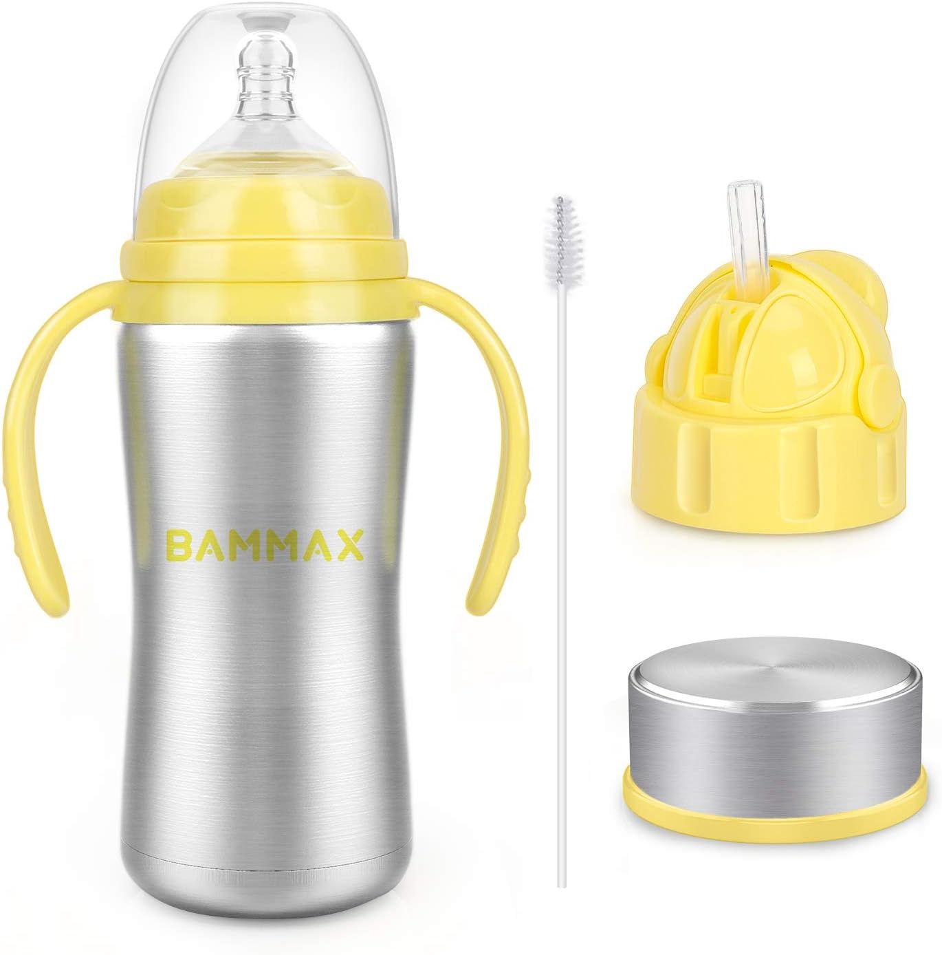 Bammax Biberon Bebe Thermos 3 En 1 En Acier Inoxydable Anti Colique Sans Bpa Tasses D Apprentissage Pour Garcon Fille Bouteille Isolee Avec Tetine Bec En Silicone 180 Ml Amazon Fr Bebe Et Puericulture