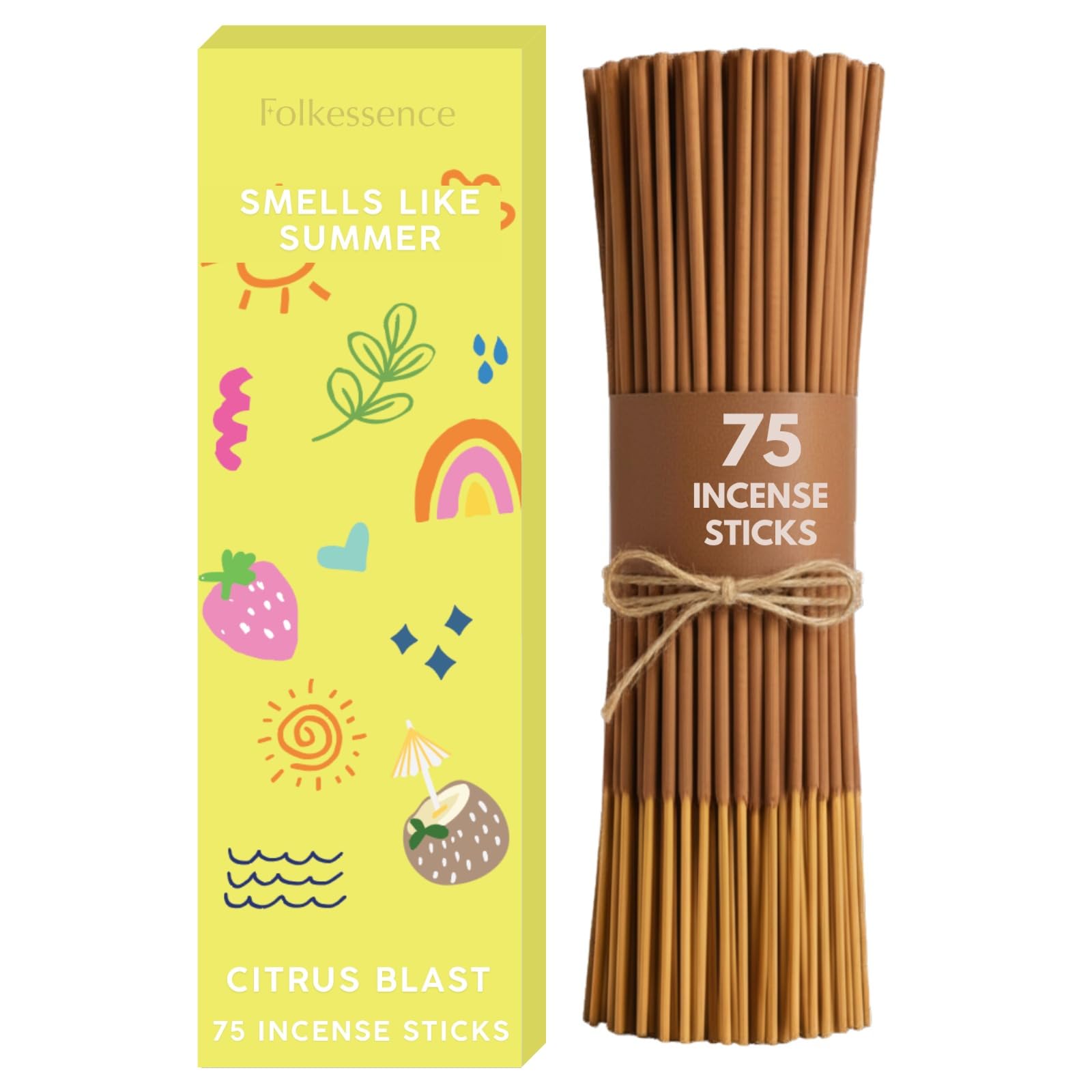 Folkulture Women's Smells Like Summer Incense Stick For Home | Pack Of 75 (8") Incense Sticks For Meditation & Spiritual Practice | Organic Insence Aromatherapy Inscents-Sticks | Inscent Stick For Gifts For