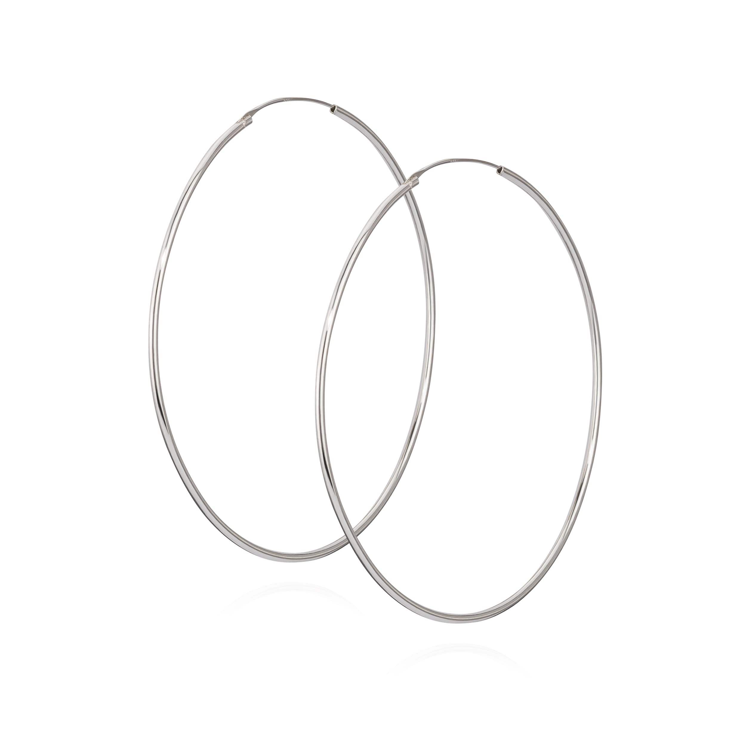 NKlaus Srebro 925 Sterling Creole kolczyki kolczyki 70 mm 5172