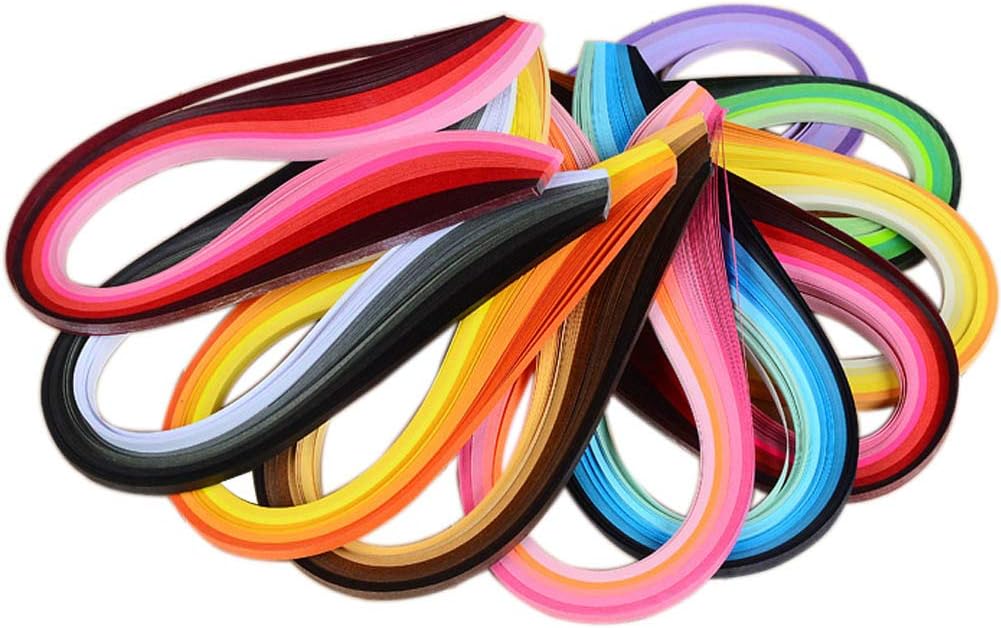 Aofieijew 9 Pack 3mm/5mm Quilling Paper Quilling Strips 900 Stripes Length 39cm for Hand Craft Decoration (5mm Paper Stripes)