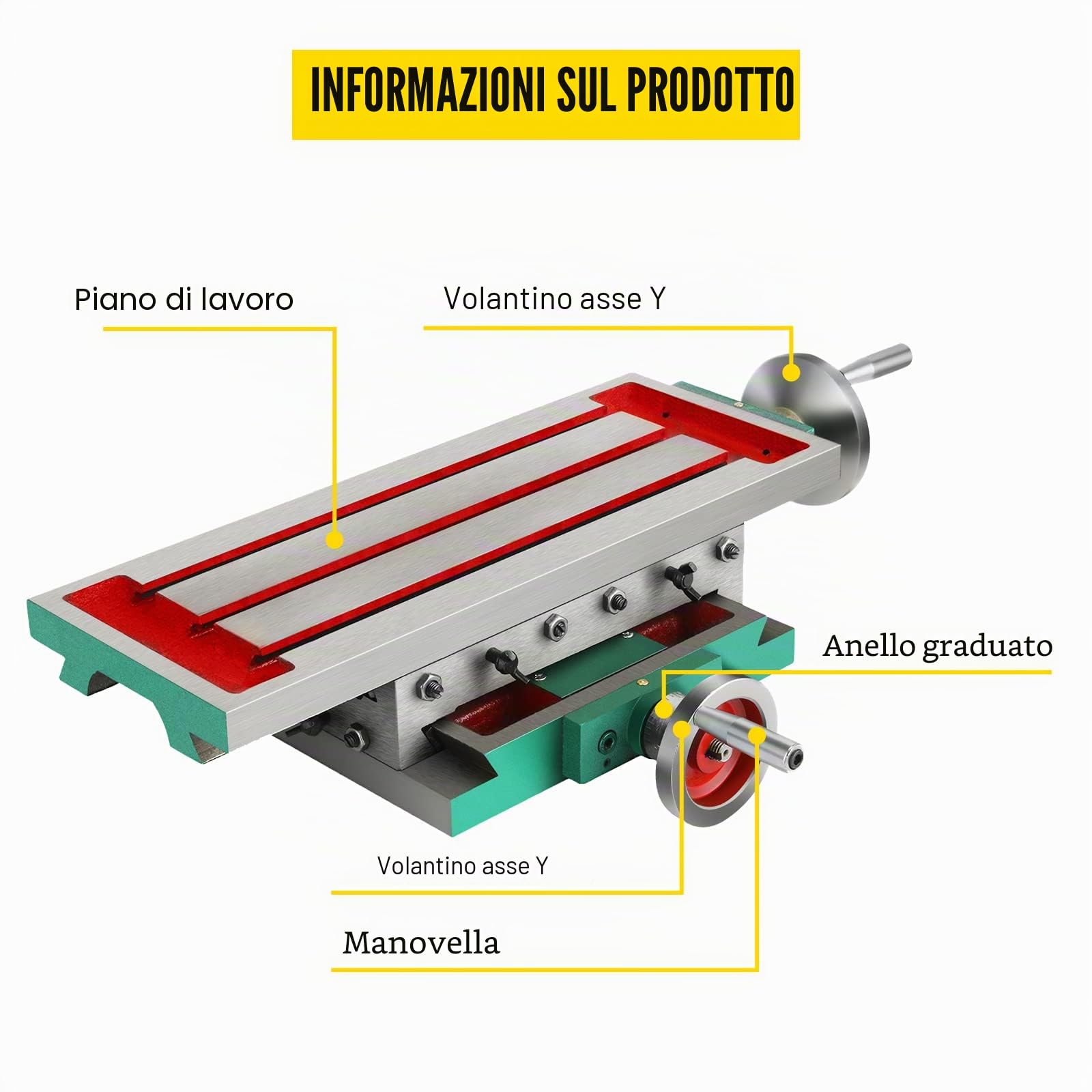 Mophorn Tavolo di fresatura 17.7 × 6.7 pollici Compound Slide Milling Table Multifunzione Cross Fresatrice Compound 2 Axis 4 Modi per tutti i supporti per trapano Fresatrice da banco, argento
